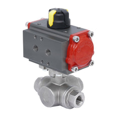 Rp 2'' T-Port 3-Way Pneumatic Stainless Steel Ball Valve Double-acting