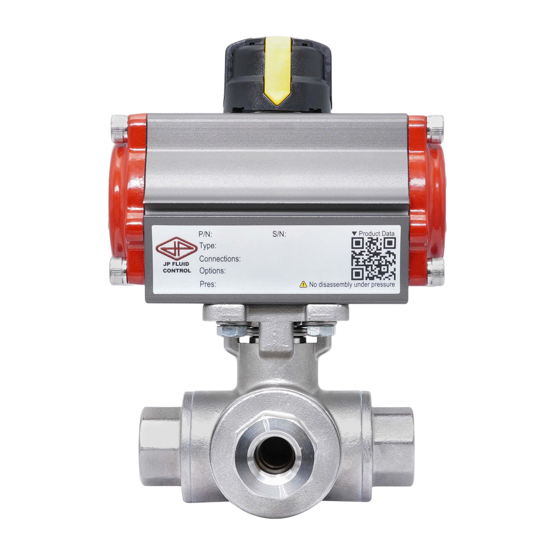 Rp 2'' L-Port 3-Way Pneumatic Stainless Steel Ball Valve Spring-opening