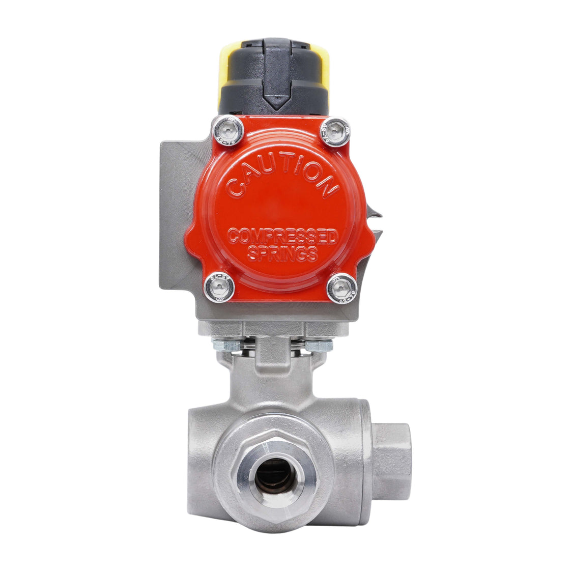 Rp 2'' L-Port 3-Way Pneumatic Stainless Steel Ball Valve Spring-opening