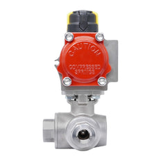 Rp 1-1/2'' T-Port 3-Way Pneumatic Stainless Steel Ball Valve Spring-closing