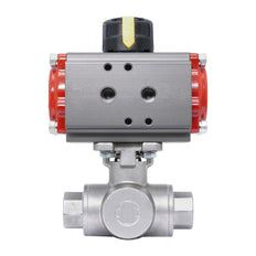 Rp 2'' L-Port 3-Way Pneumatic Stainless Steel Ball Valve Spring-closing