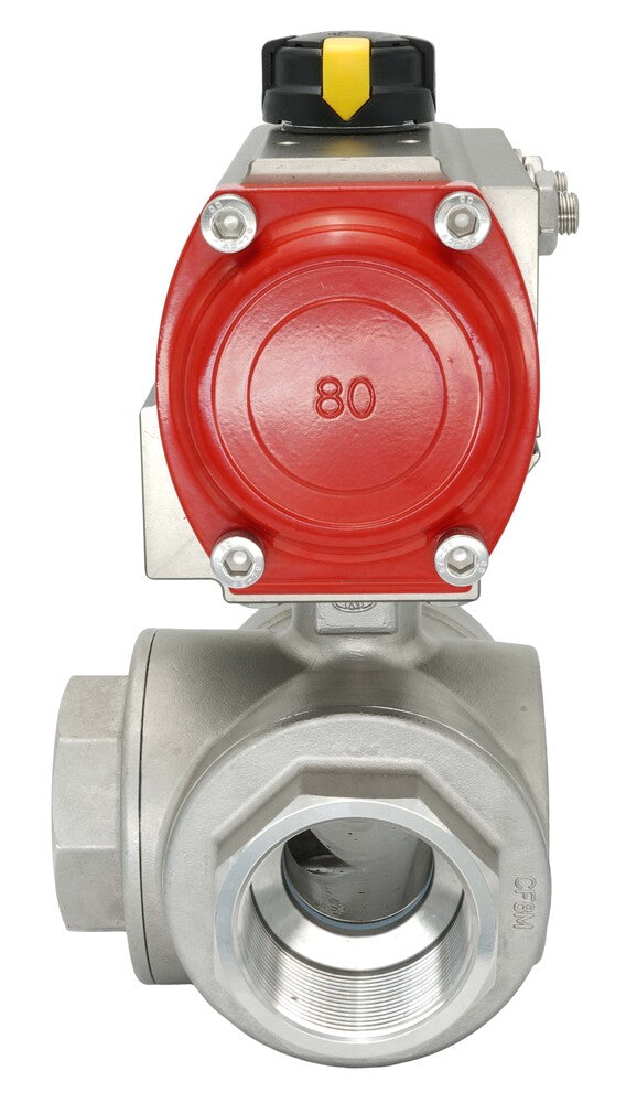 3-Way Pneumatic Ball Valve G3/8'' T-bore Brass Double Acting