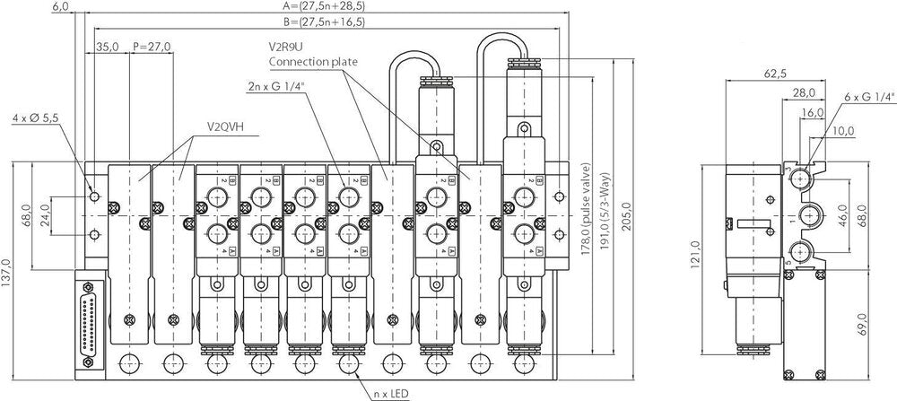 8x Multipole-Connector YPC SF4000 Valves 24VDC