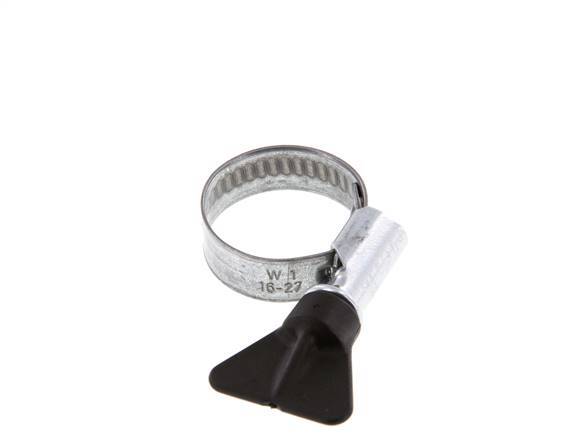 16 - 27 mm Hose Clamp with a Galvanised Steel 12 mm band With Butterfly Handle - Norma [5 Pieces]