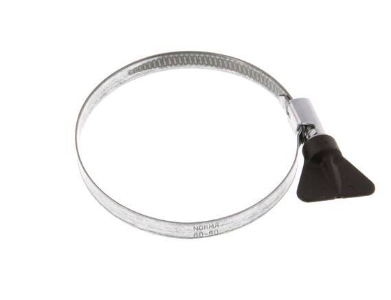 60 - 80 mm Hose Clamp with a Galvanised Steel 9 mm band With Butterfly Handle - Norma [5 Pieces]