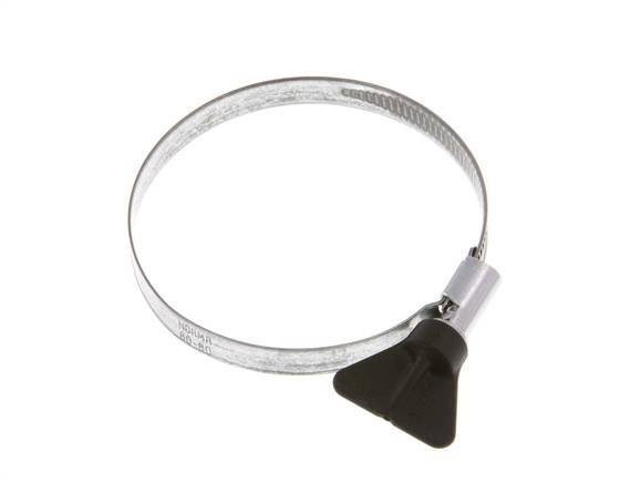 60 - 80 mm Hose Clamp with a Galvanised Steel 9 mm band With Butterfly Handle - Norma [5 Pieces]