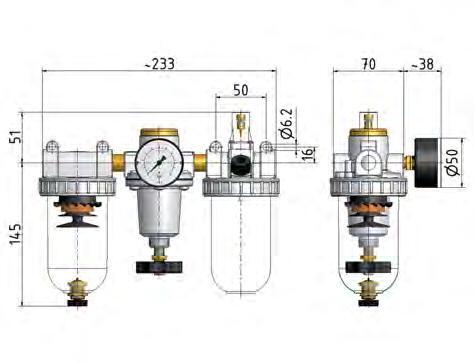 FRL 3-Part G3/8'' 1400 l/min 0.5-10.0bar/7-145psi Semi-Auto Polycarbonate Standard 2