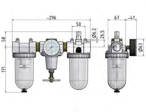 FRL 3-Part G3/4'' 3200 l/min 0.5-16.0bar/7-232psi Semi-Auto Metal Standard 3