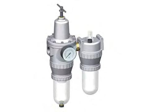 FRL 2-Part G1'' 4000 l/min 0.5-10.0bar/7-145psi Semi-Auto Protective Cage Polycarbonate Standard 5