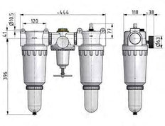 FRL 3-Part G2'' 18500 l/min 0.5-10.0bar/7-145psi Auto Metal Standard 8