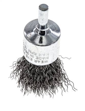 End Wire Brush 23 mm 6 mm Shaft Steel Wire 0.3 mm Corrugated