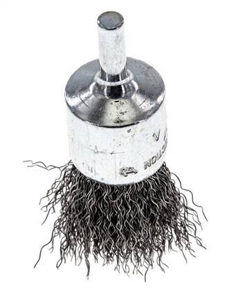 End Wire Brush 23 mm 6 mm Shaft Steel Wire 0.3 mm Corrugated