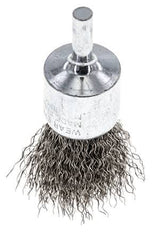 End Wire Brush 23 mm 6 mm Shaft Stainless Steel Wire 0.3 mm Corrugated