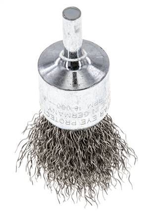 End Wire Brush 23 mm 6 mm Shaft Stainless Steel Wire 0.3 mm Corrugated
