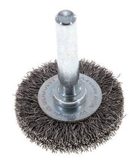 Round Brush 30x6 mm 6 mm Shaft Steel Wire 0.2 mm Corrugated