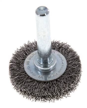 Round Brush 30x6 mm 6 mm Shaft Steel Wire 0.2 mm Corrugated