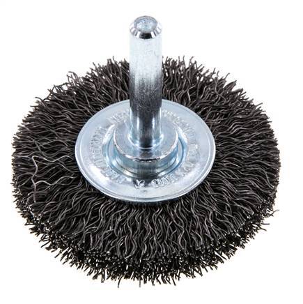 Round Brush 50x10 mm 6 mm Shaft Steel Wire 0.3 mm Corrugated
