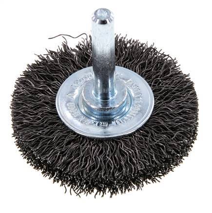 Round Brush 50x10 mm 6 mm Shaft Steel Wire 0.3 mm Corrugated
