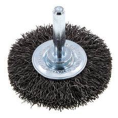 Round Brush 50x10 mm 6 mm Shaft Steel Wire 0.3 mm Corrugated