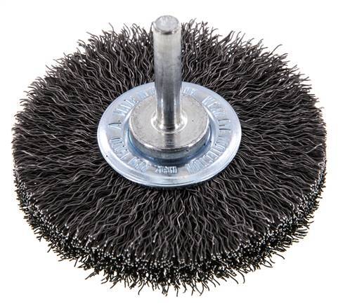 Round Brush 70x14 mm 6 mm Shaft Steel Wire 0.3 mm Corrugated