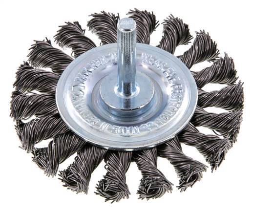 Round Brush 75x12 mm 6 mm Shaft Steel Wire 0.5 mm 18xBraided