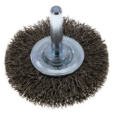 Round Brush 50x10 mm 6 mm Shaft Stainless Steel Wire 0.3 mm Corrugated