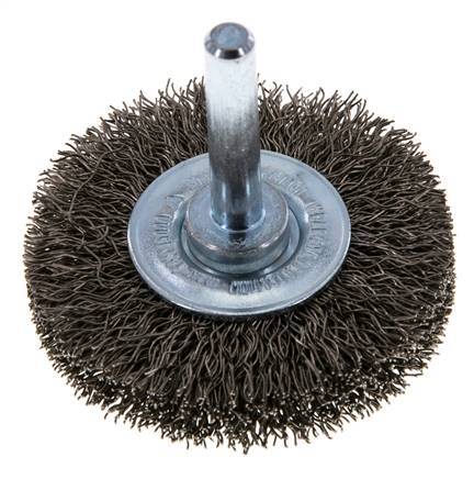 Round Brush 50x10 mm 6 mm Shaft Stainless Steel Wire 0.3 mm Corrugated