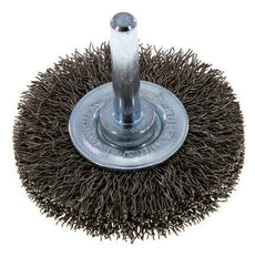 Round Brush 50x10 mm 6 mm Shaft Stainless Steel Wire 0.3 mm Corrugated