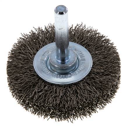 Round Brush 50x10 mm 6 mm Shaft Stainless Steel Wire 0.3 mm Corrugated