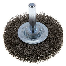 Round Brush 50x10 mm 6 mm Shaft Stainless Steel Wire 0.3 mm Corrugated