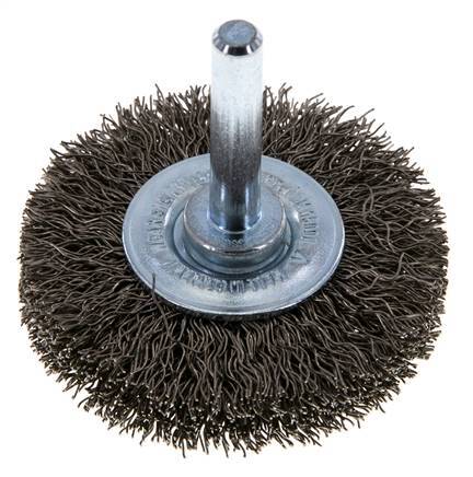 Round Brush 50x10 mm 6 mm Shaft Stainless Steel Wire 0.3 mm Corrugated