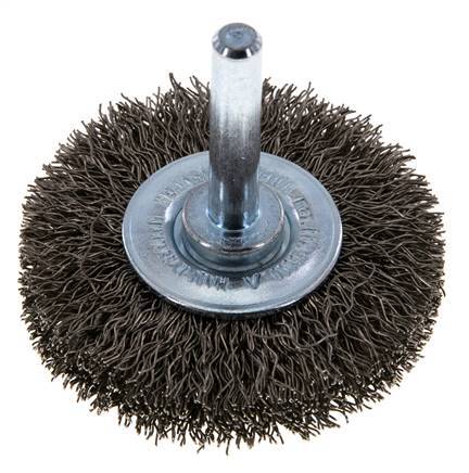 Round Brush 50x10 mm 6 mm Shaft Stainless Steel Wire 0.3 mm Corrugated