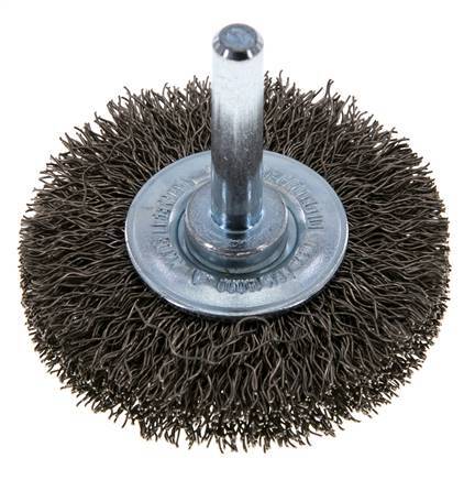 Round Brush 50x10 mm 6 mm Shaft Stainless Steel Wire 0.3 mm Corrugated