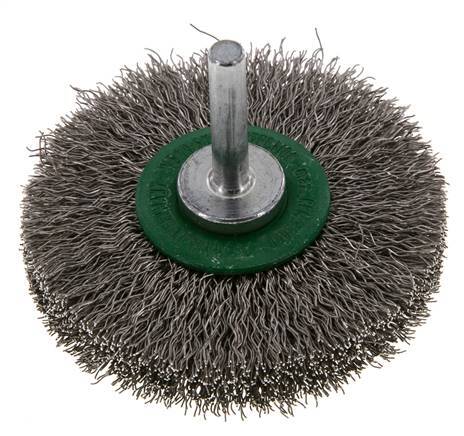Round Brush 70x14 mm 6 mm Shaft Stainless Steel Wire 0.3 mm Corrugated