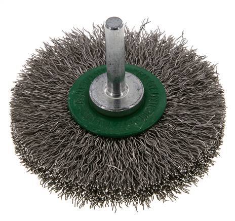Round Brush 70x14 mm 6 mm Shaft Stainless Steel Wire 0.3 mm Corrugated