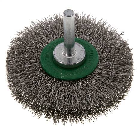 Round Brush 70x14 mm 6 mm Shaft Stainless Steel Wire 0.3 mm Corrugated