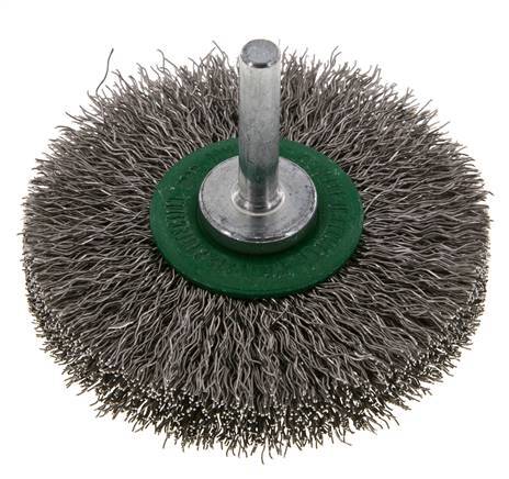 Round Brush 70x14 mm 6 mm Shaft Stainless Steel Wire 0.3 mm Corrugated