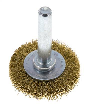 Round Brush 30x6 mm 6 mm Shaft Brass Wire 0.2 mm Corrugated