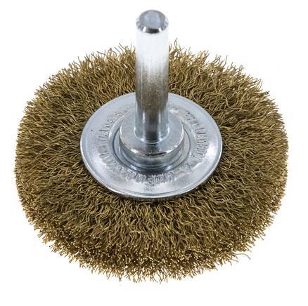 Round Brush 50x10 mm 6 mm Shaft Brass Wire 0.2 mm Corrugated
