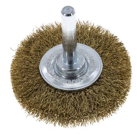 Round Brush 50x10 mm 6 mm Shaft Brass Wire 0.2 mm Corrugated