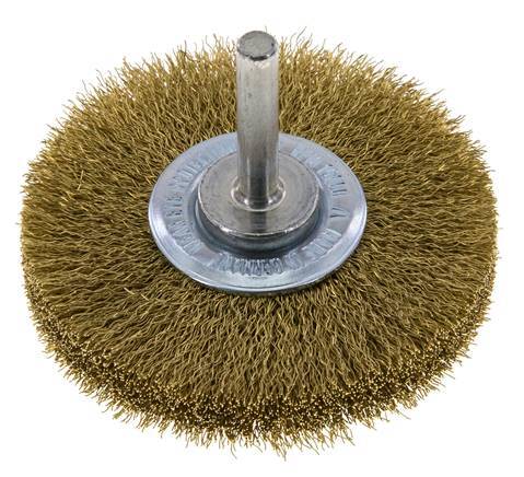 Round Brush 70x14 mm 6 mm Shaft Brass Wire 0.2 mm Corrugated