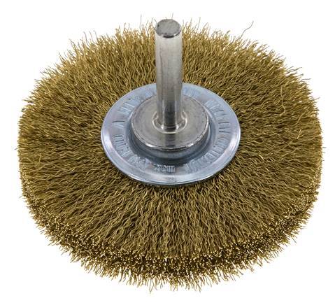 Round Brush 70x14 mm 6 mm Shaft Brass Wire 0.2 mm Corrugated