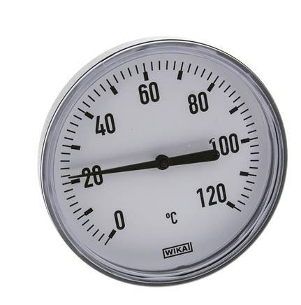 0 to +120°C Plastic Bimetallic Thermometer 100mm Cabinet 60mm Stem with Thermowell
