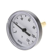 0 to +120°C Plastic Bimetallic Thermometer 63mm Cabinet 40mm Stem with Thermowell