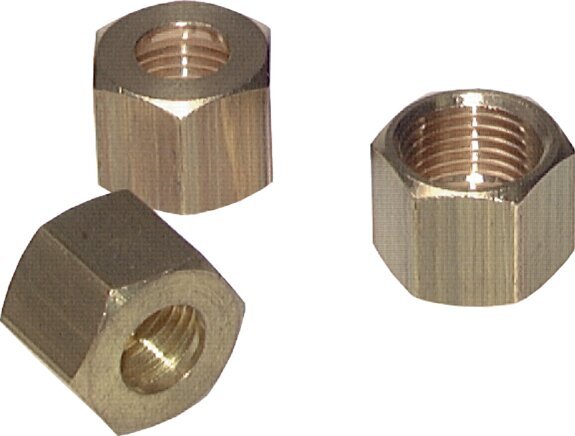 M12x1 x 8mm Brass Union nut for Compression fitting [10 Pieces]