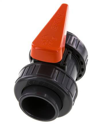 PVC 2-way Ball Valve True Union 50 mm Socket EPDM