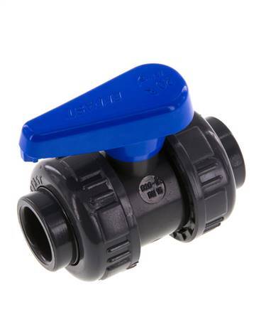PVC 2-way Ball Valve True Union 20 mm Socket EPDM
