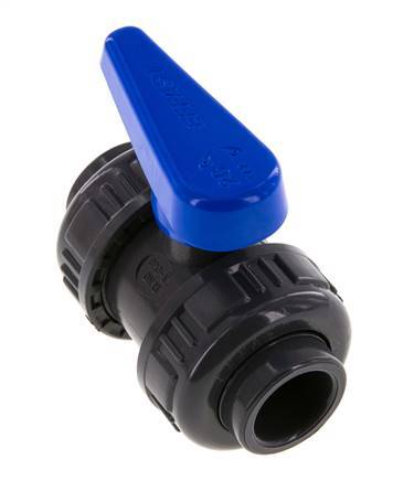 PVC 2-way Ball Valve True Union 20 mm Socket EPDM