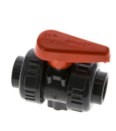 PVC 2-way Ball Valve True Union Rp 1/2'' FKM