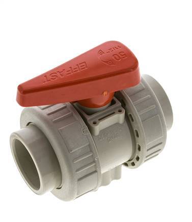 PP-H 2-way Ball Valve True Union 50 mm FKM